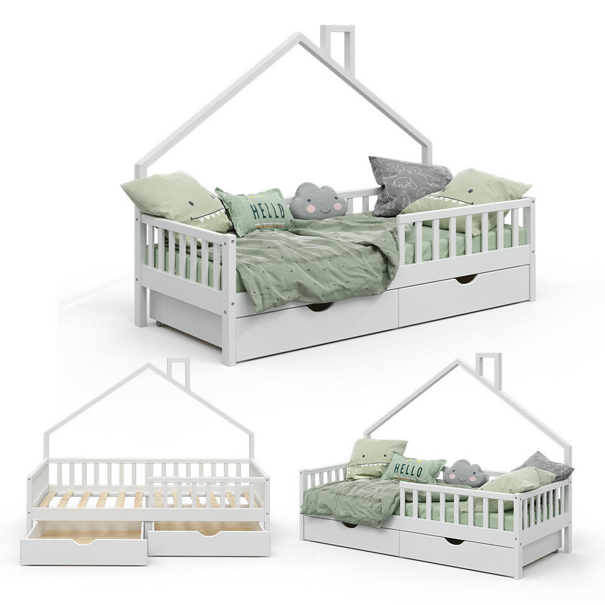 DOMEČKOVÁ POSTEL Noemi Bílá - bílá, dřevo (90/200cm) - VitaliSpa