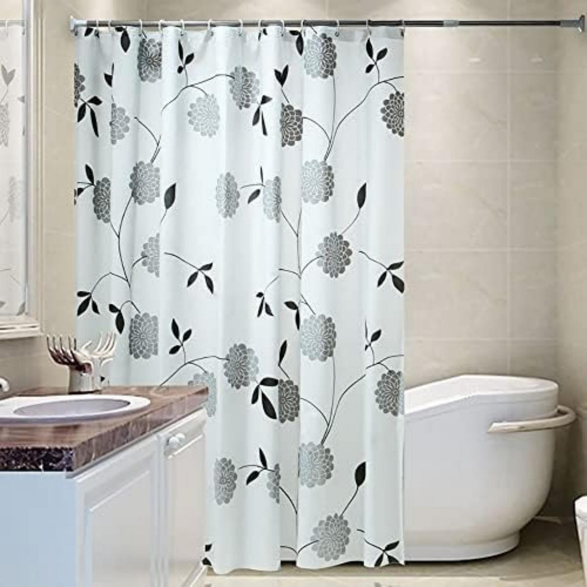 DUSCHVORHANG PEVA Blumen Muster wasserdicht schimmelresistent Badezimmer - Multicolor, Kunststoff (240/200cm) - MCBOSON