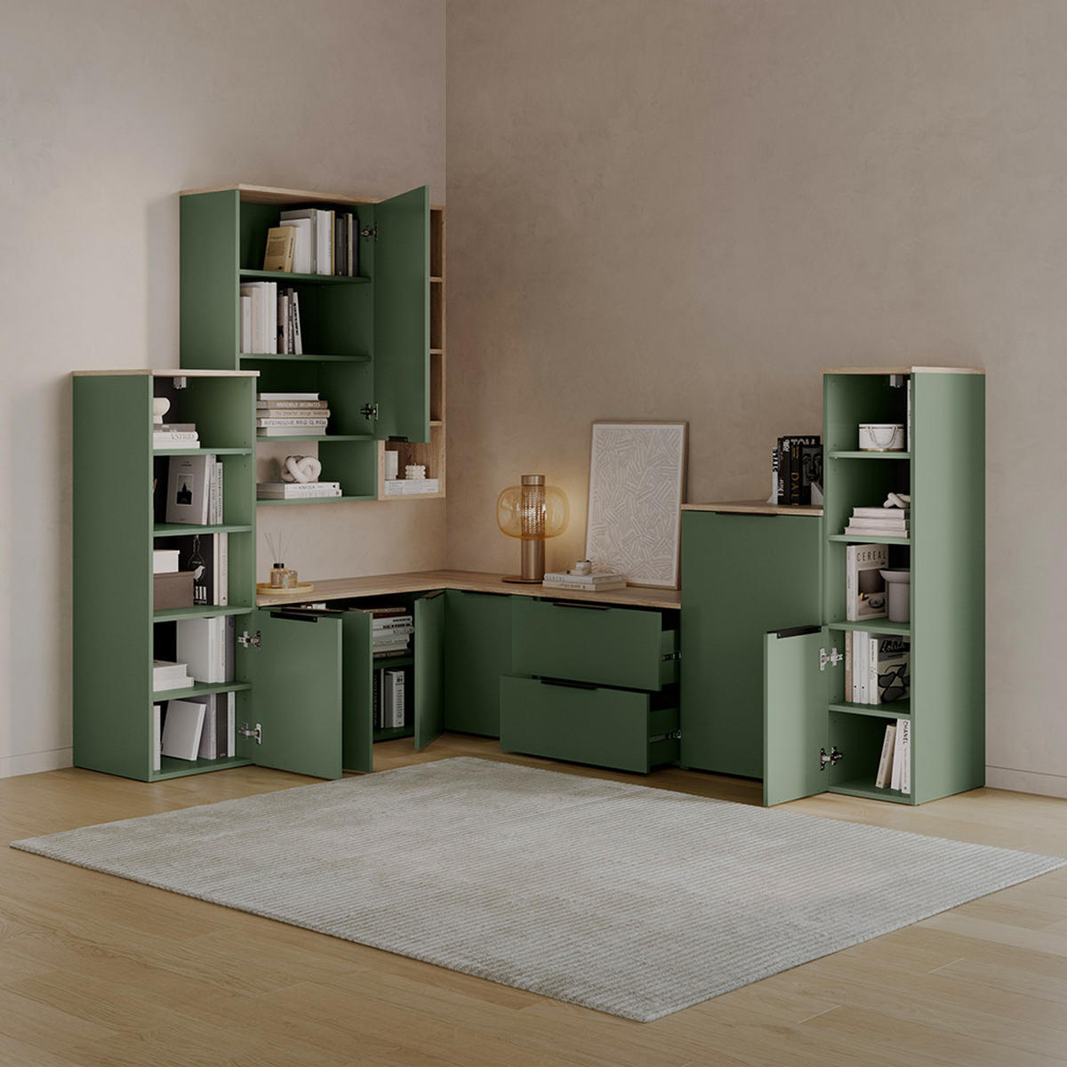 UNIVERSALSCHRANK Piave Grün mit einer Tür - Grün, Holzwerkstoff (40.2/120/40cm) - Livinity®