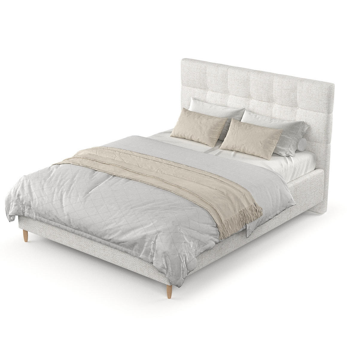 POLSTERBETT Cora 140/200 cm Creme im Neve Stoff - Creme/Naturfarben, Holz/Holzwerkstoff (140/200cm) - AltaBeds