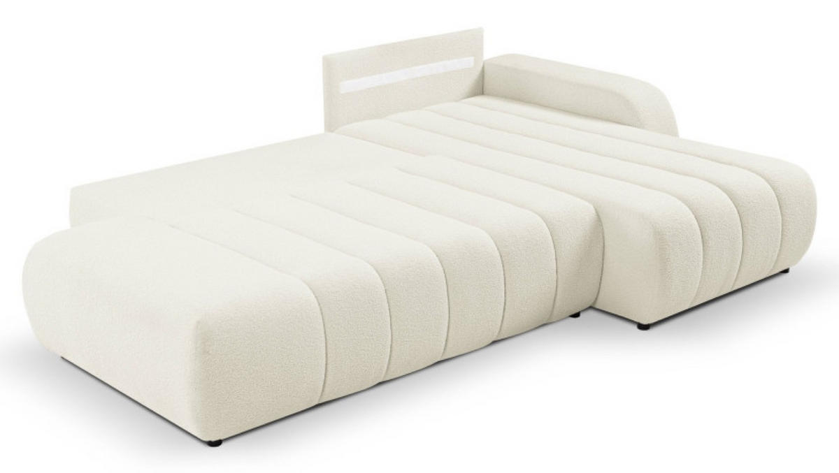 ECKSOFA Creme ALOO Mit Schlaffunktion Rechts Stoff Bouclé - Ecru/Creme, Textil (176/276cm) - Sepro Meble