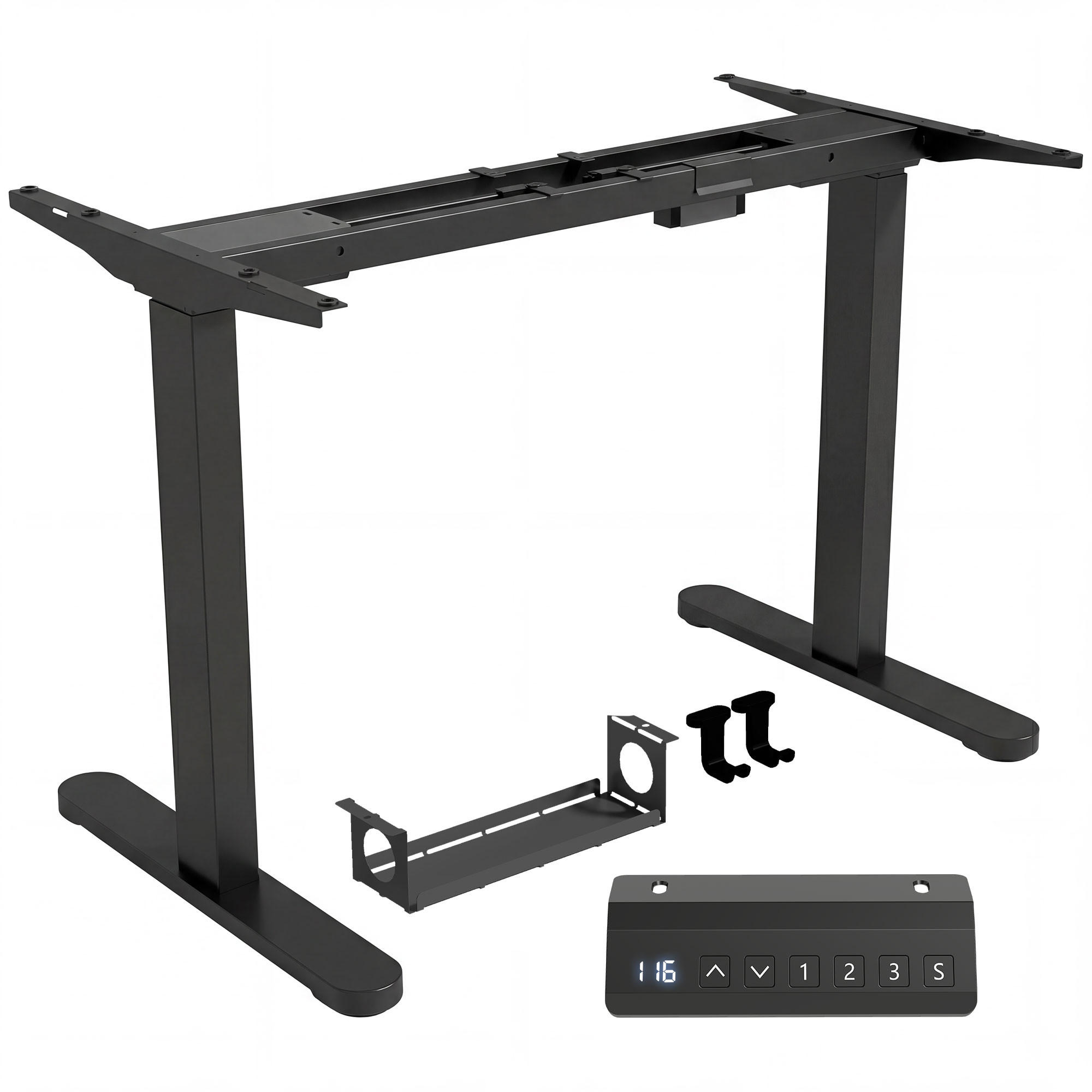 SCHREIBTISCHGESTELL elektrisch höhenverstellbar mit Speicherfunktion - Schwarz, Metall (60/100/70cm) - Gisaae