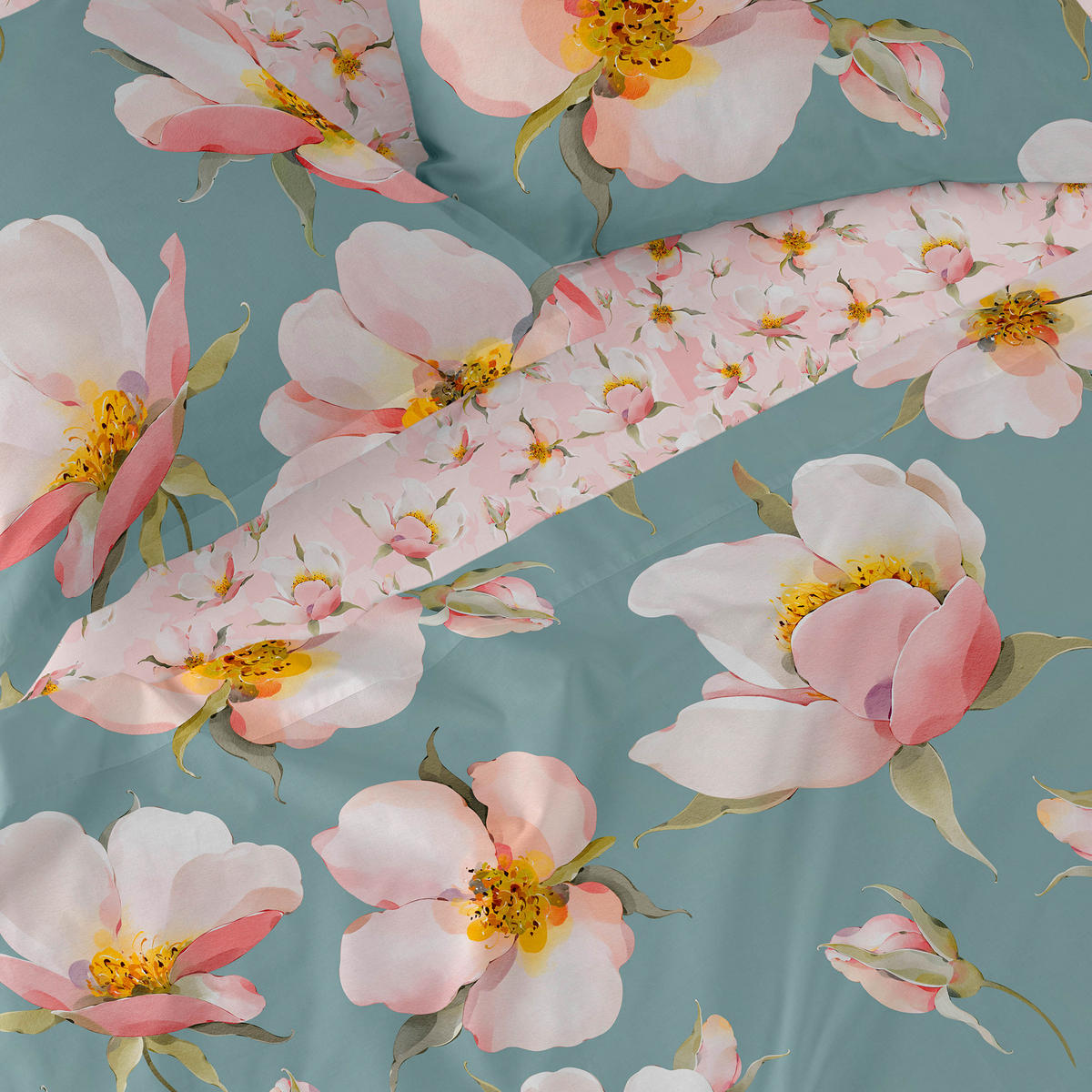 OBERBETTLAKEN spring blossom 160x270 cm mehrfarbig - Multicolor, Textil (160/270cm) - Happy Friday