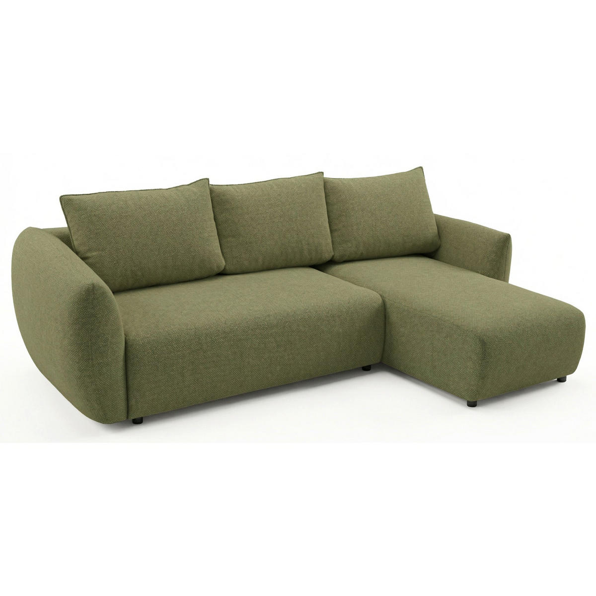 ROHOVÁ POHOVKA Zordo Olivový Žinylka Pravá Se Dvoma Úložnými Prostory - černá/olivově zelená, textil/plast (170/256cm) - Selsey