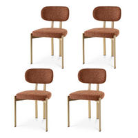 STÜHLE 4er-Set gepolstert skandinavisch mit terrakottafarbenem Chenille-Stoff und Beinen aus Metall in Eichenoptik – MIA - Terracotta/Schwarz, Textil/Metall (46.5/82/47.5cm) - Sicaan
