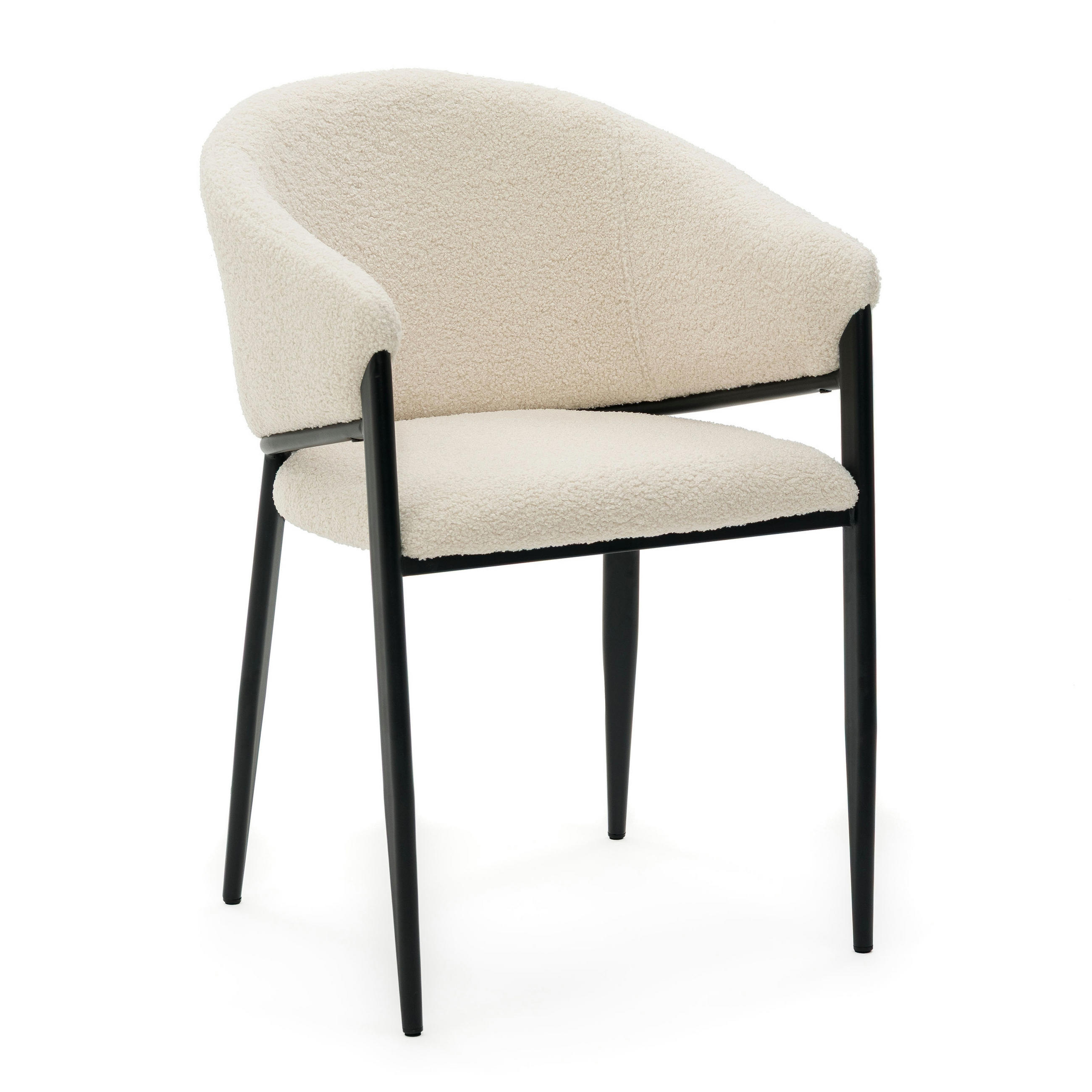 STUHL BUENO gespolsterter - hellbeige - Glamour Boucle Teddy - Creme/Schwarz, Textil/Metall (57/81/59cm) - NEW HOME