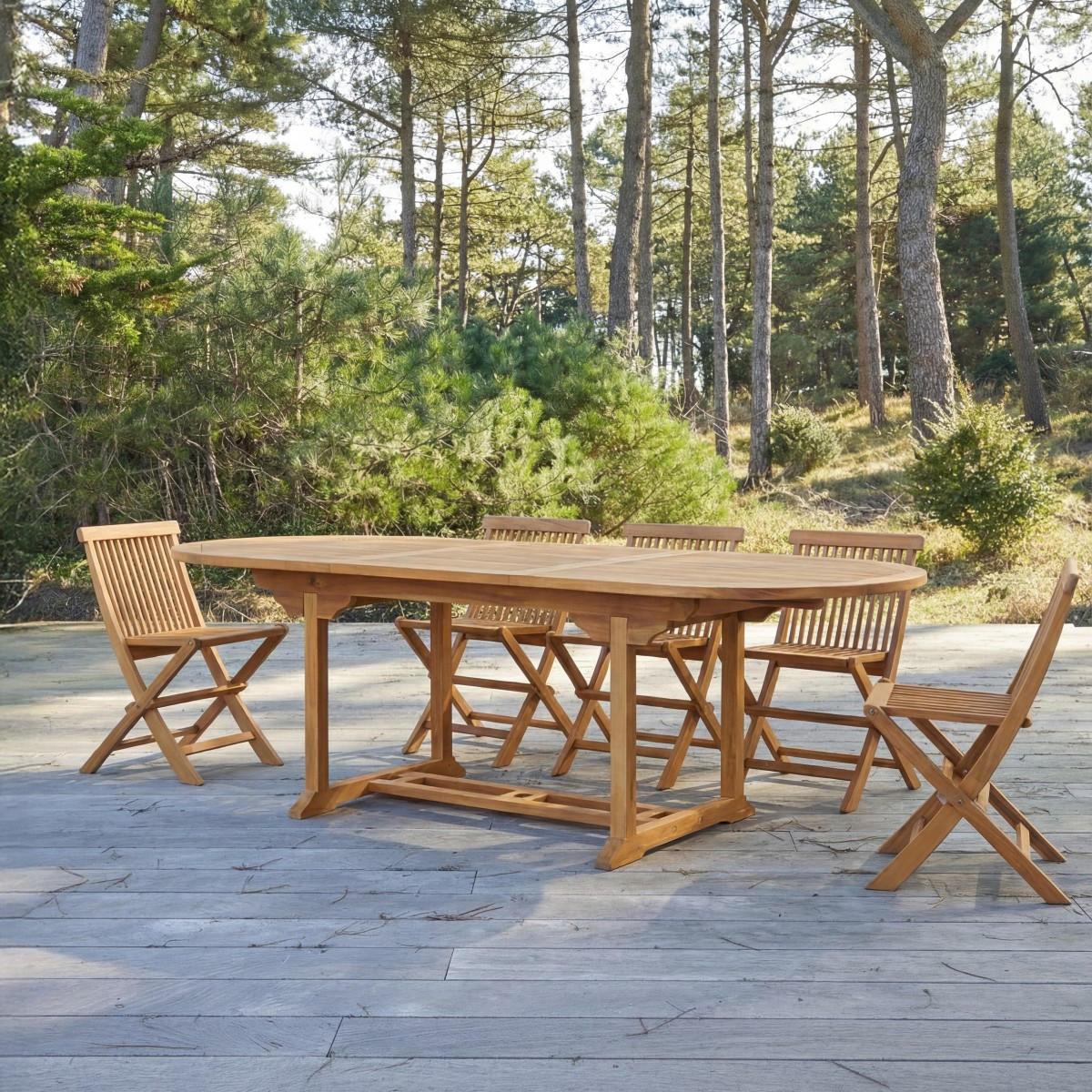 GARTENMÖBEL-SET 4-tlg Capri Braun aus Akazie - Braun, Holz - Tikamoon