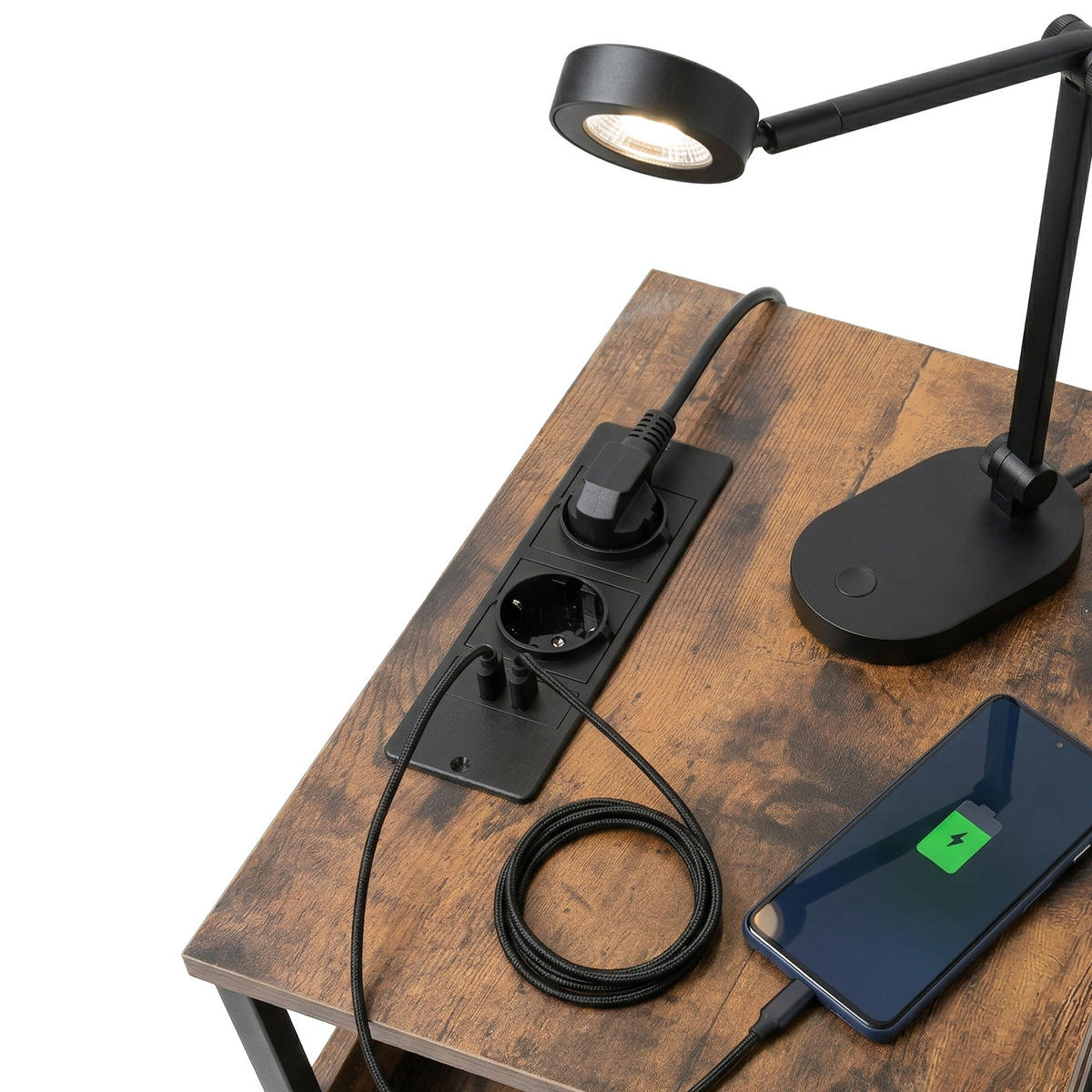 NOČNÍ stolek - hnědá, kov/kompozitní dřevo (30/40/60cm) - Relaxdays