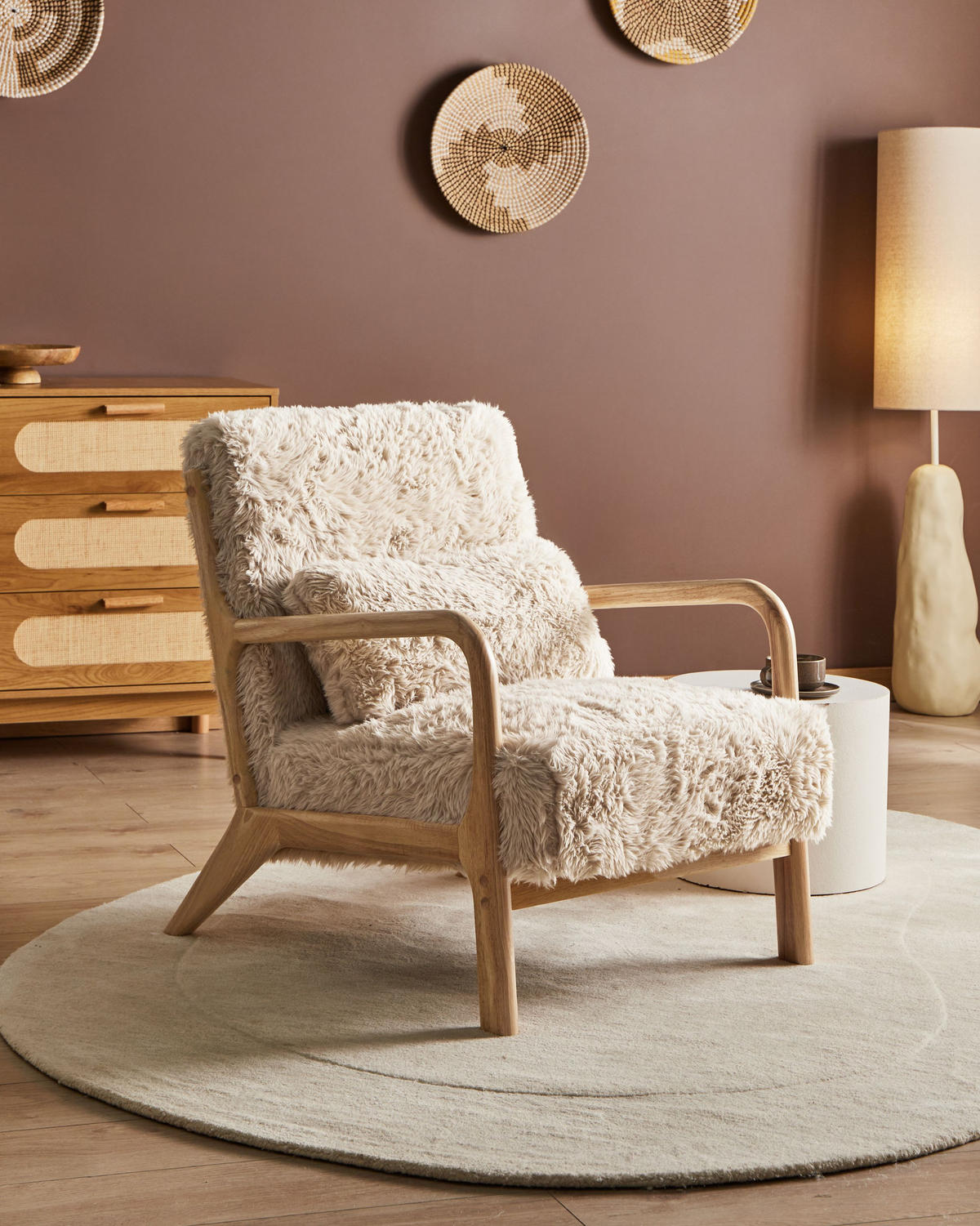 SESSEL Hellbeige Skovde - Beige/Braun, Kunststoff (65/78/80cm) - Beliani