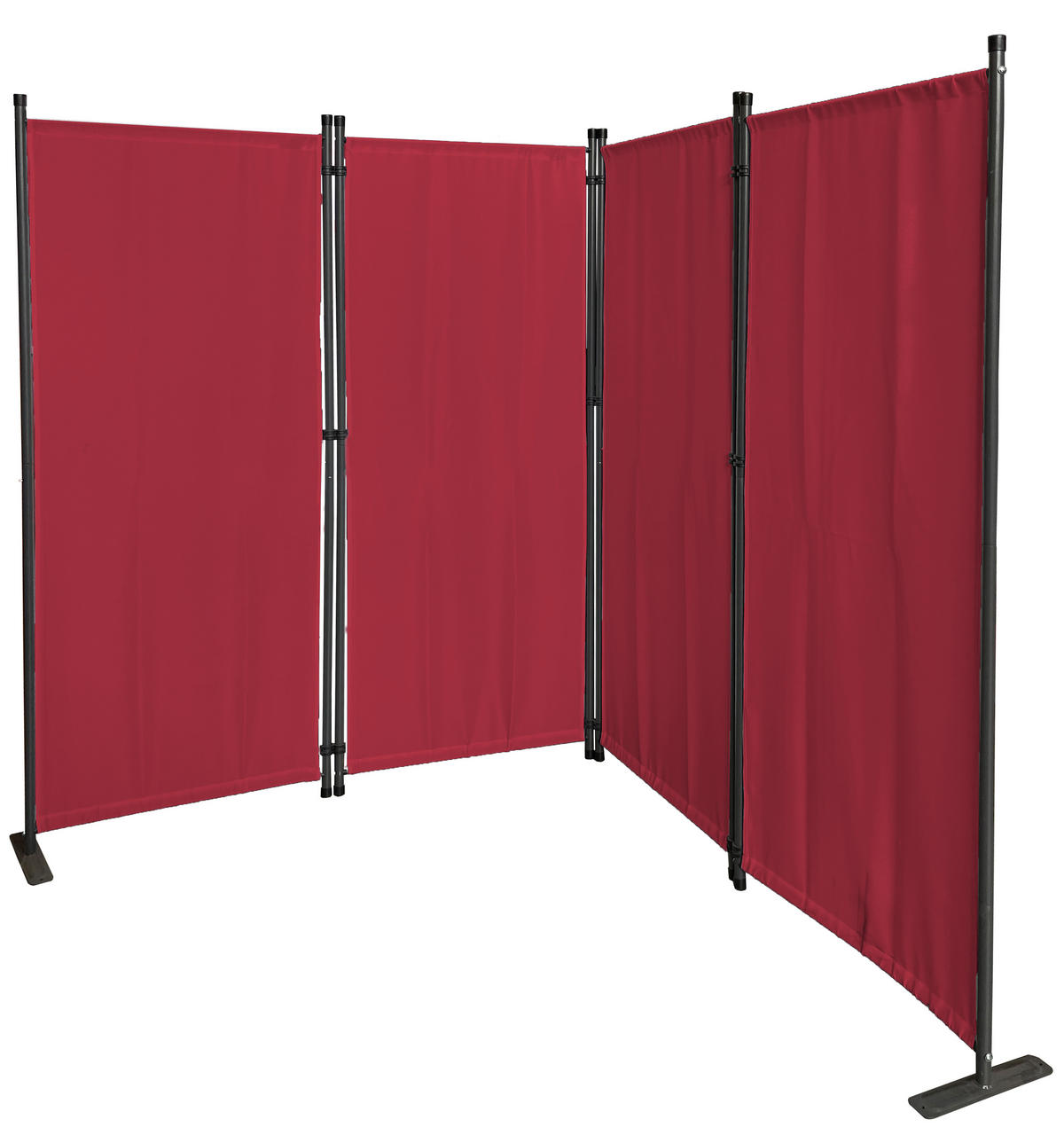 PARAVENT 2 Stück 4-tlg. 220x165 cm Rubinrot - Rot, Metall (220/165cm) - QUICK STAR