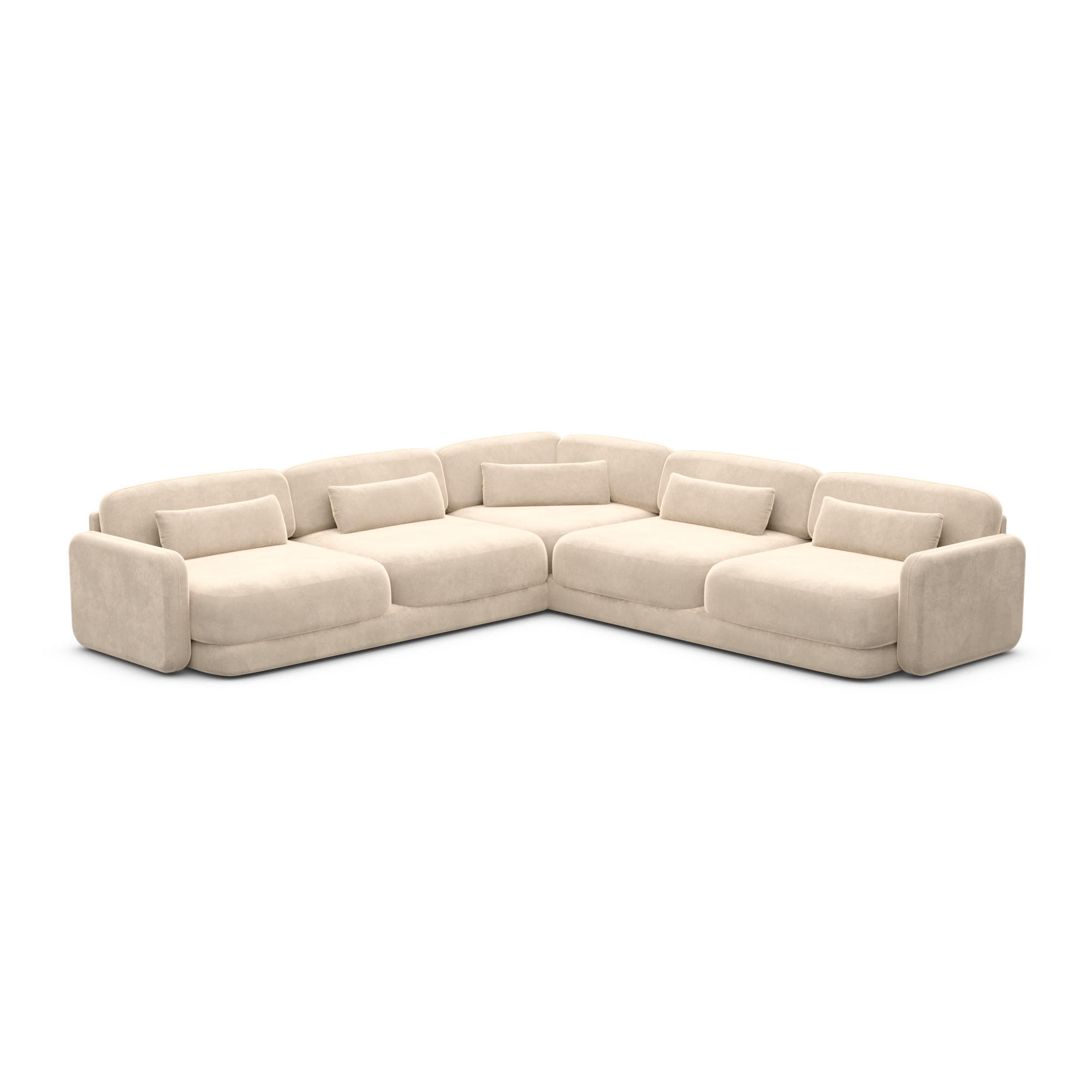 ECKSOFA Valencia L Form Samtstoff Creme - Creme, Textil (229/229cm) - Sofa Dreams
