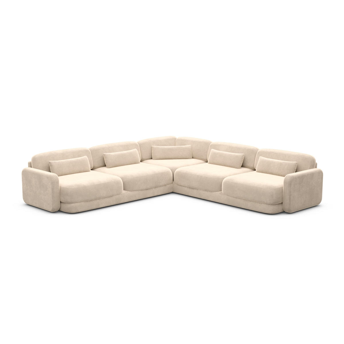 ECKSOFA Valencia L Form Samtstoff Creme - Creme, Textil (229/229cm) - Sofa Dreams