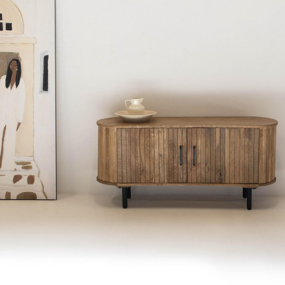 TV-MÖBEL aus Mangoholz 120cm, natürlich - Braun, Holz (120/56/46cm) - Giga Meubel
