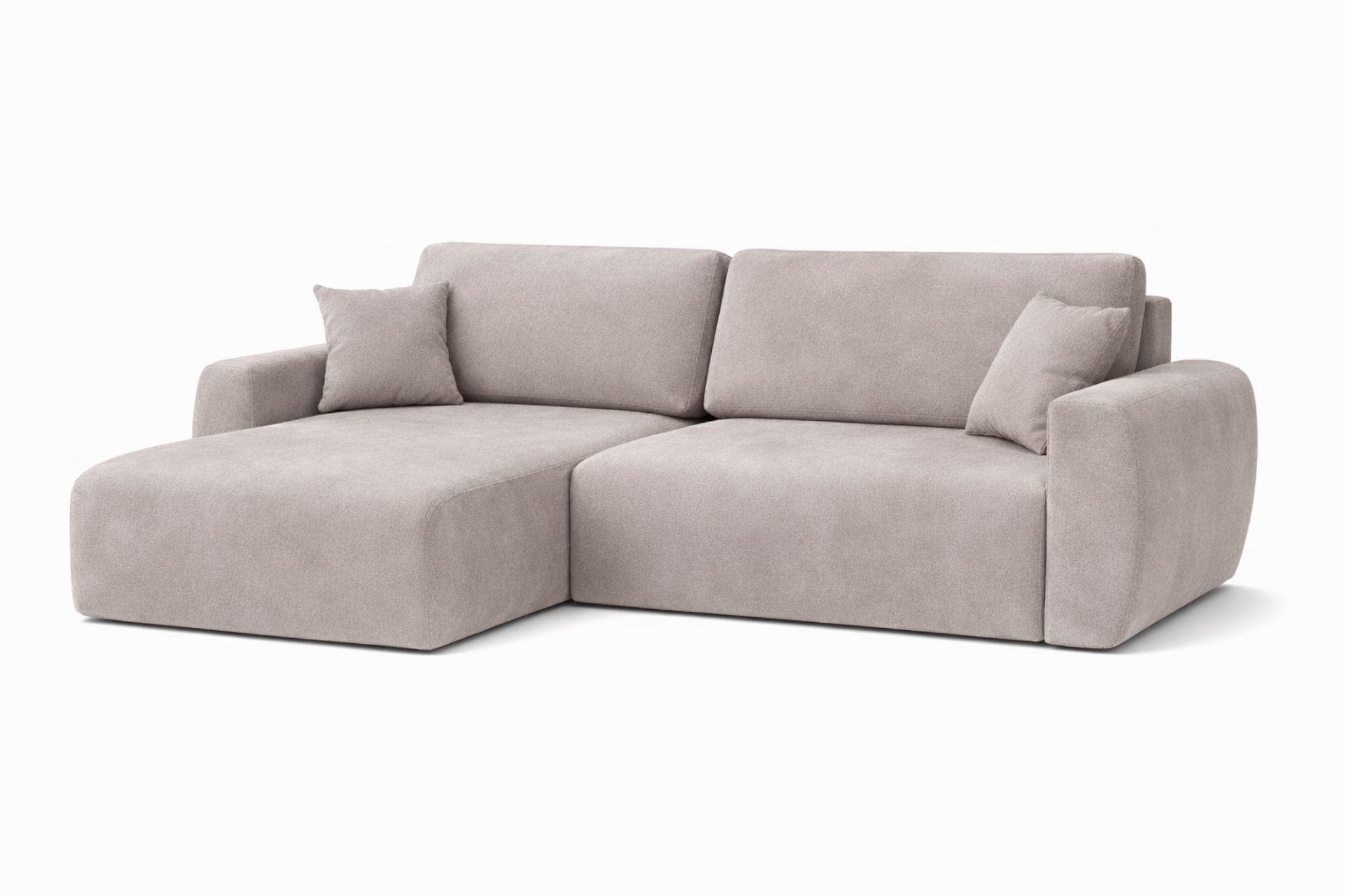ECKSOFA Mit Schlaffunktion Ariel L, Velours, Stoff Salvador, Grau, Links - Grau, Holz (250/142cm) - Kaiser Möbel