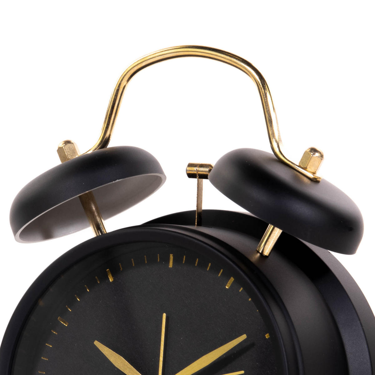 WECKER mit goldenen Uhrzeigern 12/6/18 cm - Schwarz, Kunststoff (6/18/12cm) - Home Styling Collection