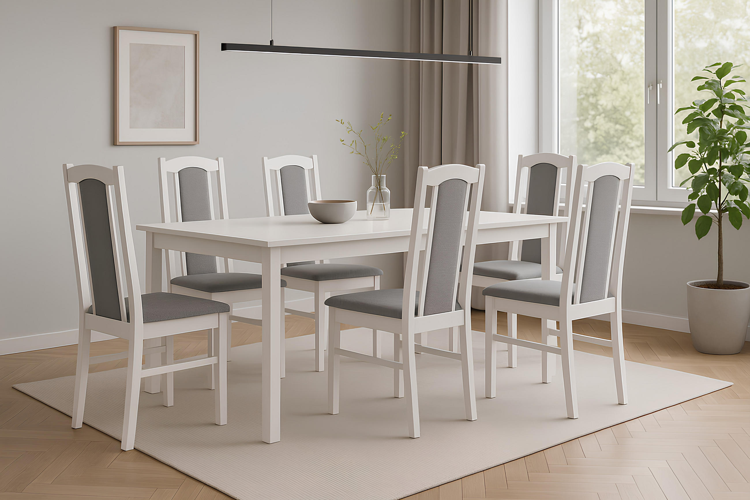 Thumbnail - Leaf Design Esszimmerstuhl, Weiß, Grau, Holz, Echtholz,Buche, Holz Optik, 43x96x40 cm, Esszimmer, Stühle, Esszimmerstühl...