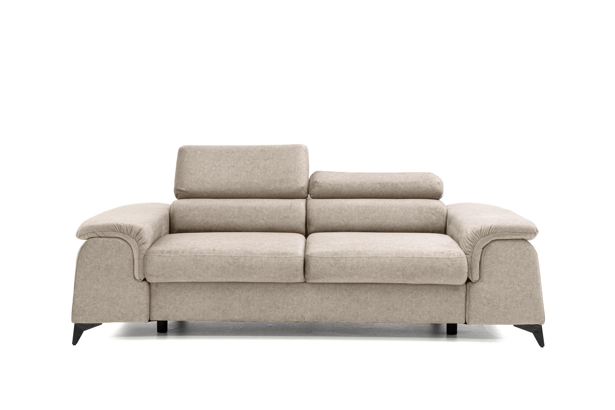 2-SITZER-SOFA PLAZA 200 cm Velours Beige - Beige/Schwarz, Holz/Textil (200/90/100cm) - Muffo