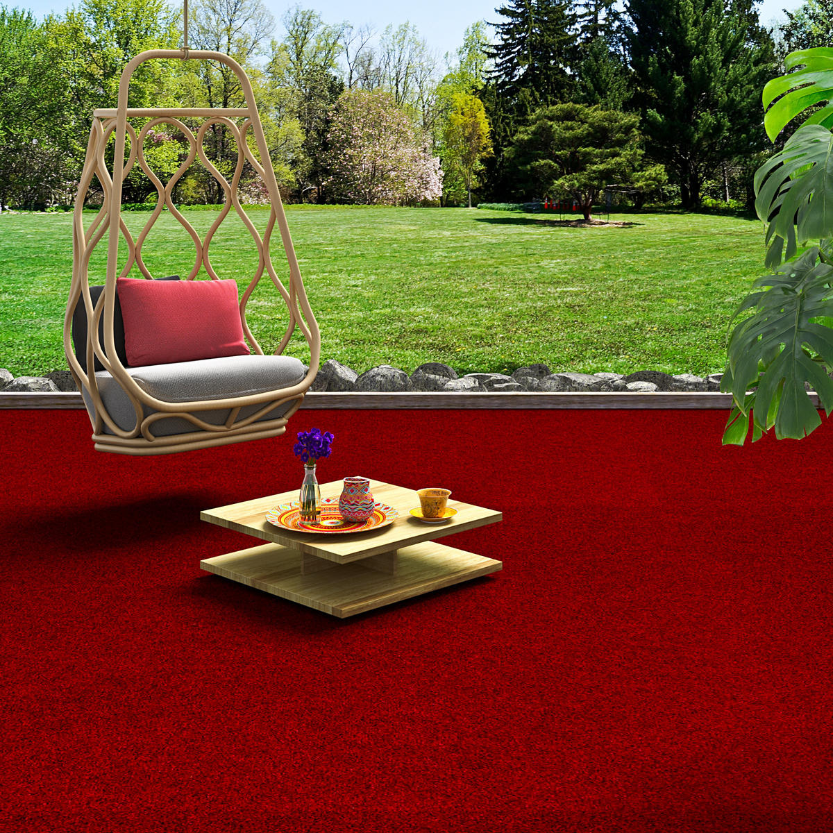 KUNSTRASEN RASENTEPPICH MIT NOPPEN KINGSTON - Rot, Textil (400/100cm) - Snapstyle
