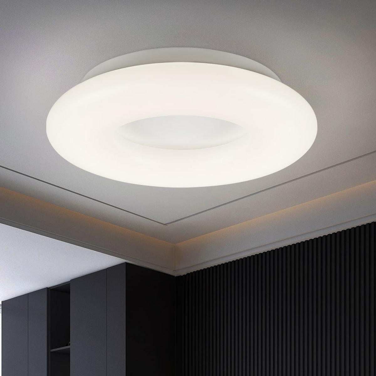 LED DECKENLEUCHTE Opal Weiß - Weiß, Metall (46/46/10cm) - Globo Lighting