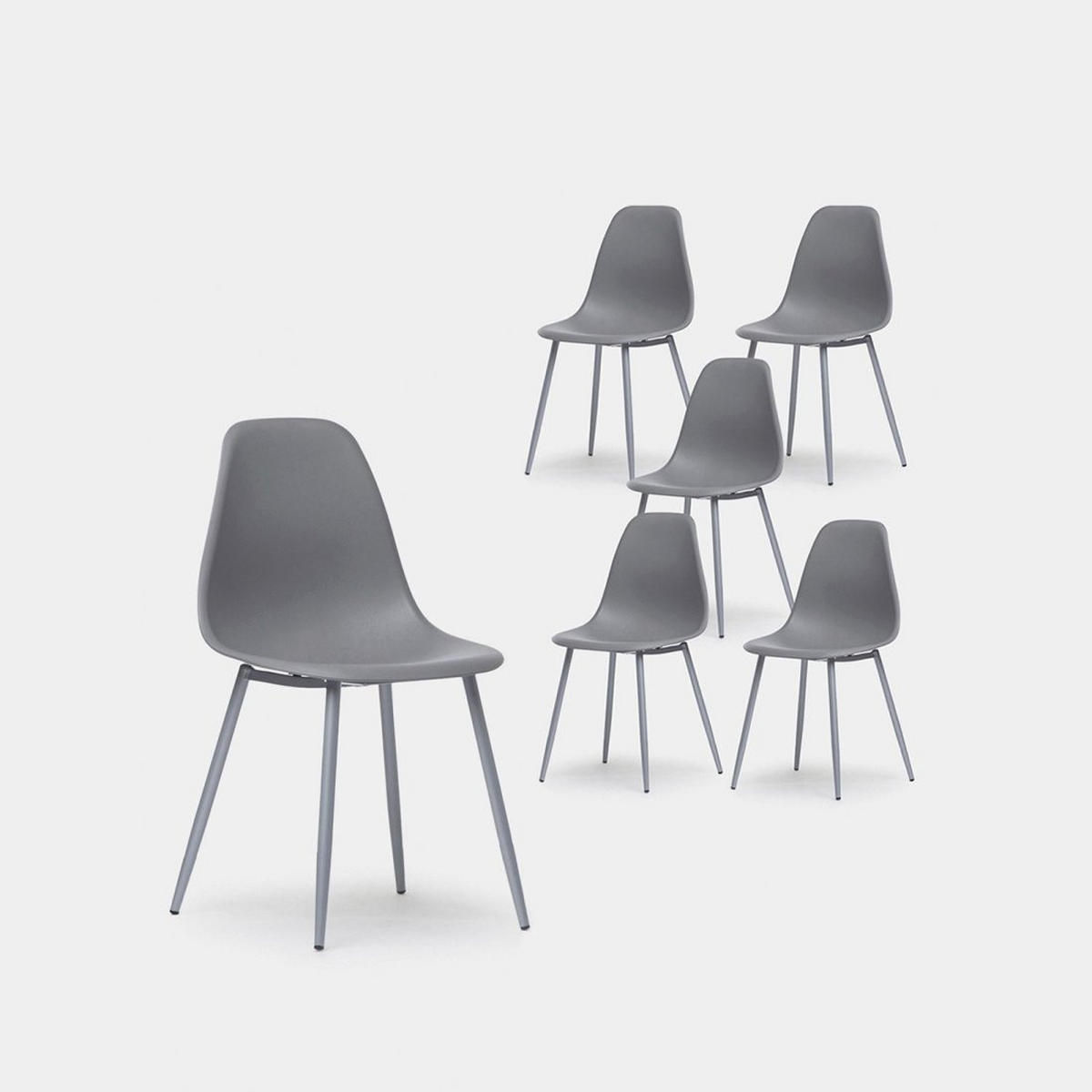 ESSZIMMERSTUHL Nina Grau 45 cm x 80 cm 6er-Set - Grau, Kunststoff (45/80/53cm) - Klast Home