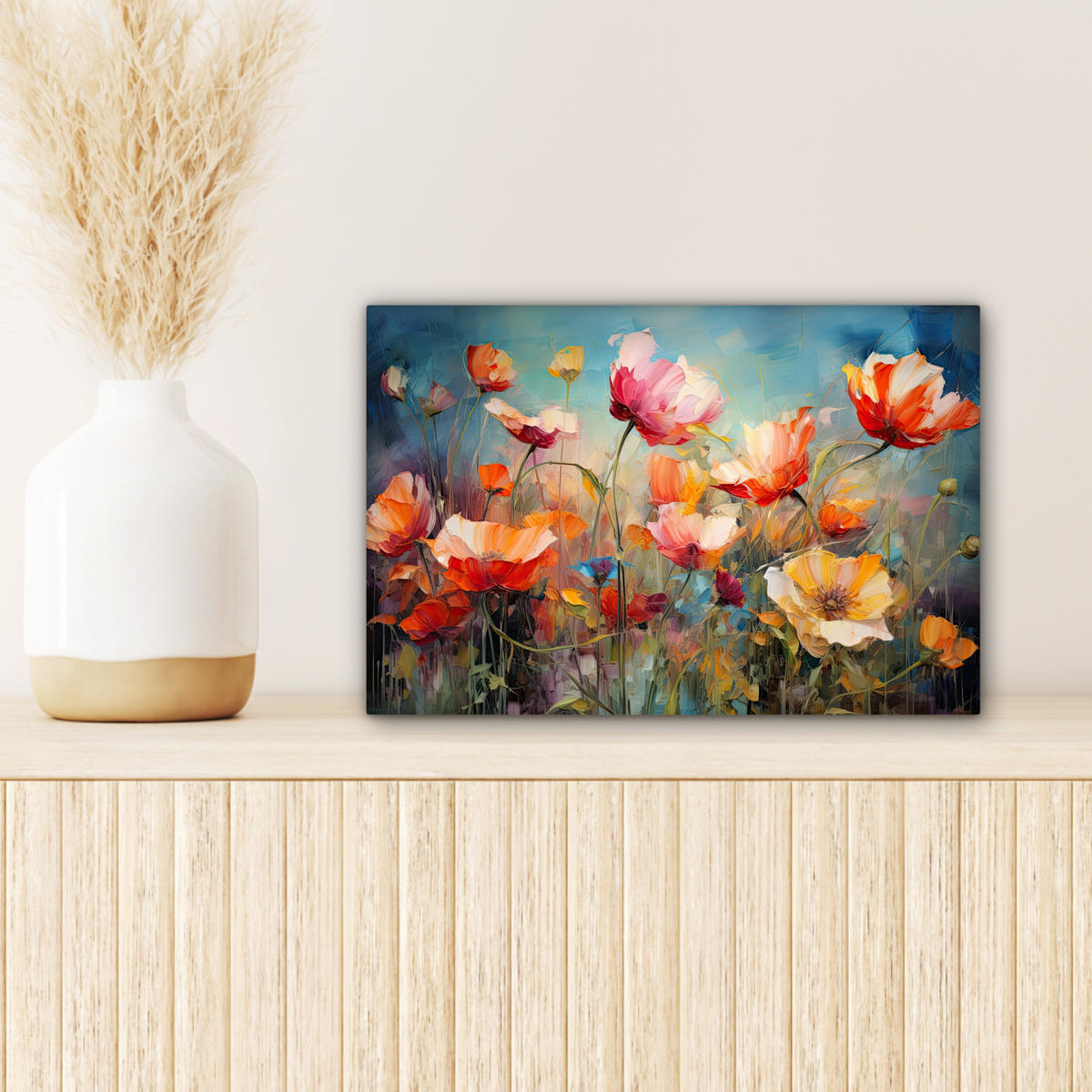 LEINWANDBILD Blumen - Aquarell - Kunst - Botanisch - Natur 30x20 cm - Orange, Textil (30/20cm) - MuchoWow
