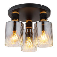 LED DECKENLEUCHTE Metall Rauchglas Schwarz - Schwarz, Holz (31.1/32/25.4cm) - Globo Lighting