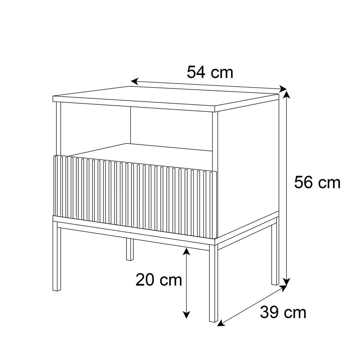 NACHTTISCH ECLIPSE S54 mit Beleuchtung,Schwarz Eiche Wotan - Eiche Wotan, Holzwerkstoff (54/56/39cm) - Lookway