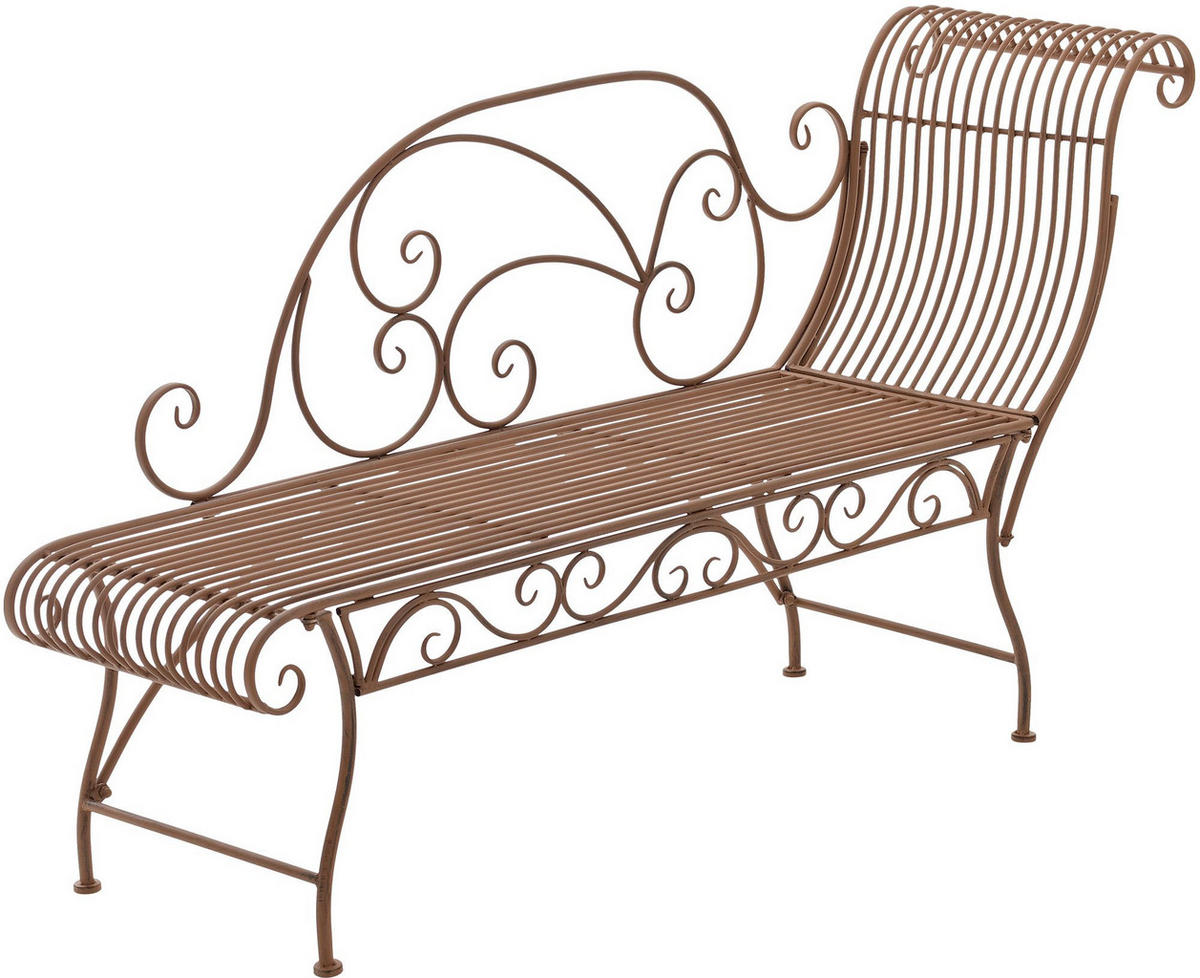 GARTENLIEGE Metall antik braun - Braun, Metall (156/78/46cm) - CLP