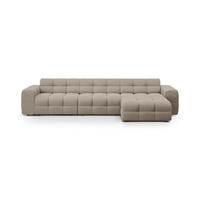 ECKSOFA rechts Kendal aus strukturiertem Stoff dunkelbeige 5 Sitzplätze - Mokka, Textil (173/357cm) - Micadoni