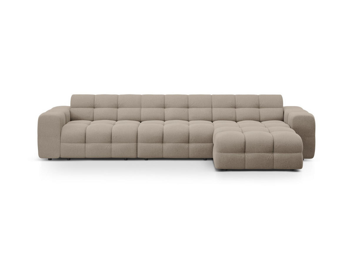 ECKSOFA rechts Kendal aus strukturiertem Stoff dunkelbeige 5 Sitzplätze - Mokka, Textil (173/357cm) - Micadoni