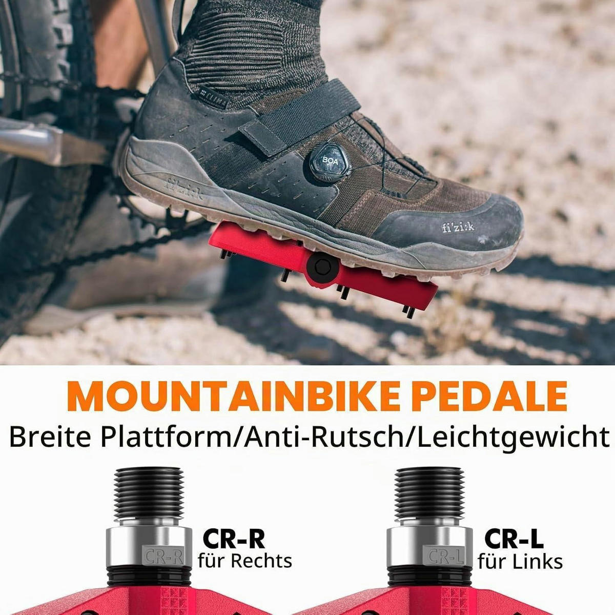 FAHRRADPEDALE Rot Nylon CR-MO Spindel 9/16 Zoll Flachpedale - Rot, Kunststoff (10.9/2/10.9cm)