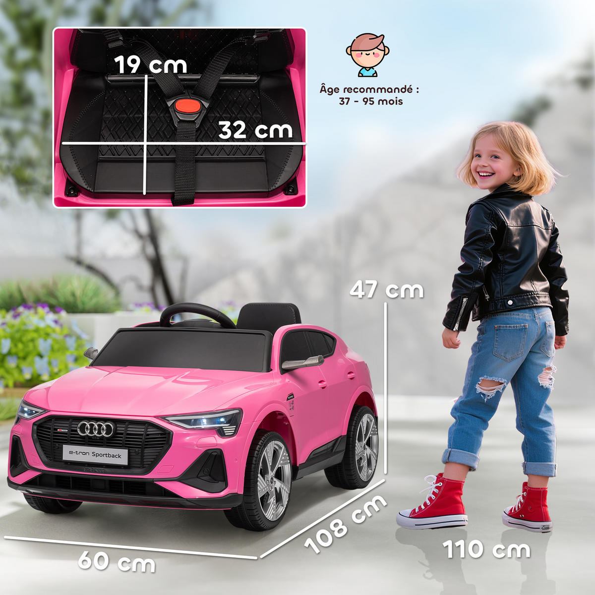 ELEKTRO-KINDERAUTO DE-13086 2,4G Fernbedienung Rosa - Pink, Kunststoff (108/60/47cm) - ComfortXL