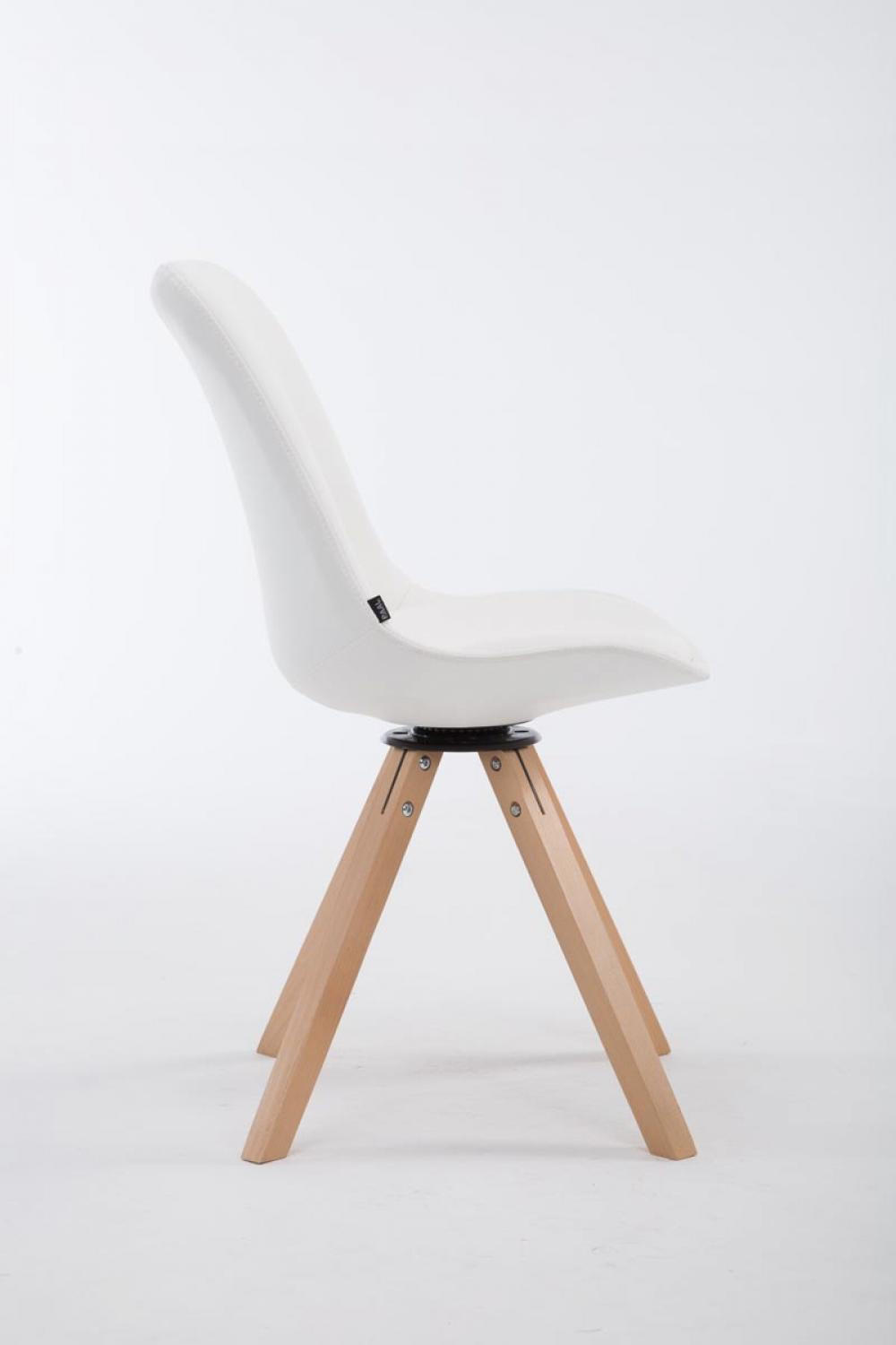 STUHL Lederlook weiß - Weiß, Holz/Textil (48/84/56cm) - CLP