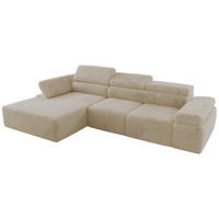ECKSOFA RILASSO L Creme Plüsch - links - Creme/Schwarz, Kunststoff/Textil (296/174cm) - MKS