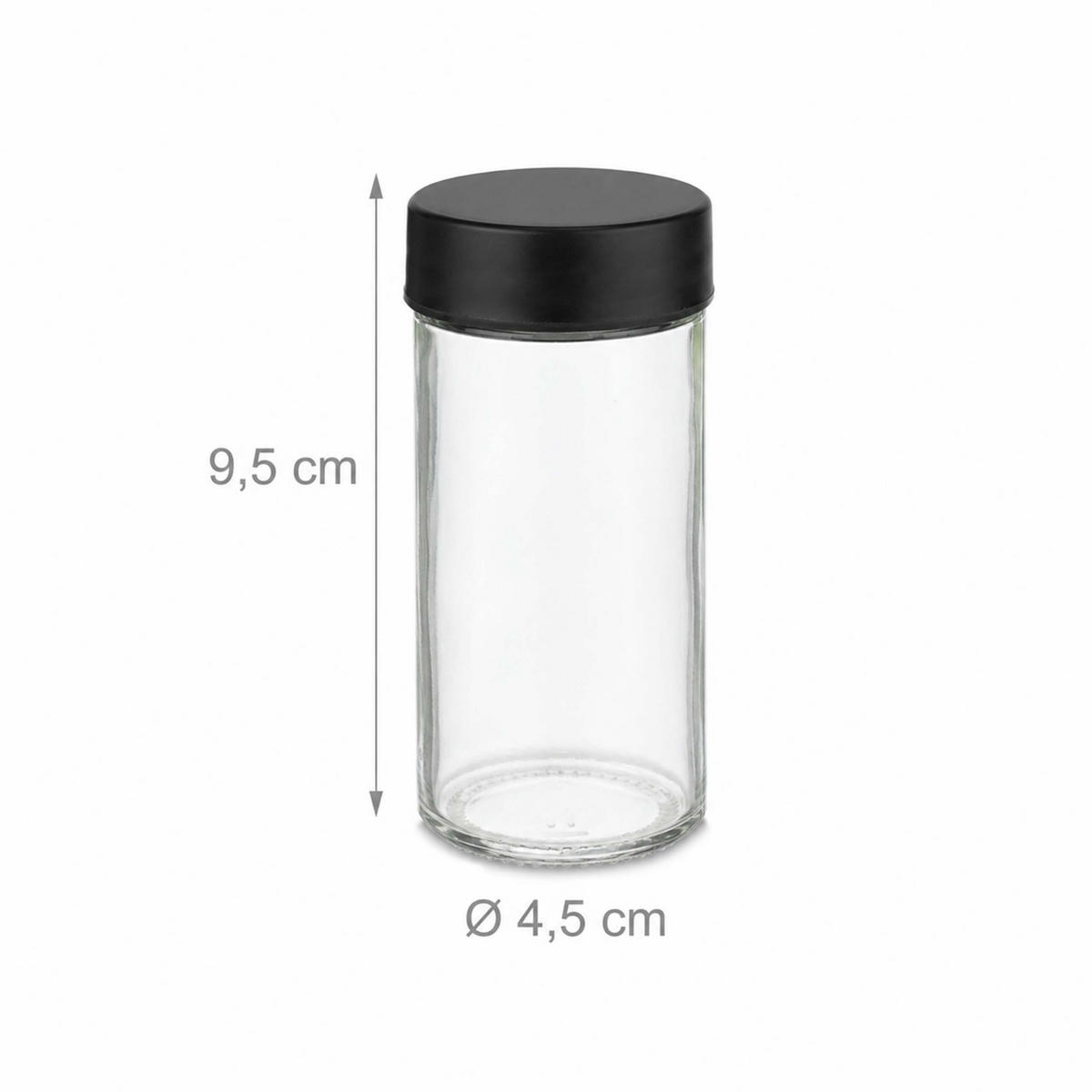 GEWÜRZKARUSSELL Natur Schwarz Transparent 16er-Set drehbar 28 cm - Multicolor, Glas/Holz (18.5/28/18.5cm) - Relaxdays