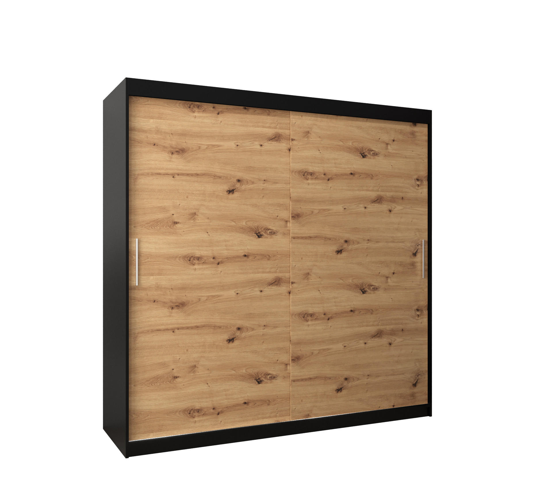SCHWEBETÜRENSCHRANK 200/200/62 2-türig - Silberfarben/Schwarz, Holz/Kunststoff (200/200/62cm) - Abiks Möbel
