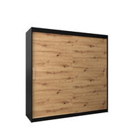 SCHWEBETÜRENSCHRANK 200/200/62 2-türig - Silberfarben/Schwarz, Holz/Kunststoff (200/200/62cm) - Abiks Möbel