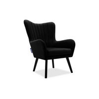OHRENSESSEL GADI Velourstoff, Schwarz - Schwarz, Holz/Textil (76/100/78cm) - KONSIMO®