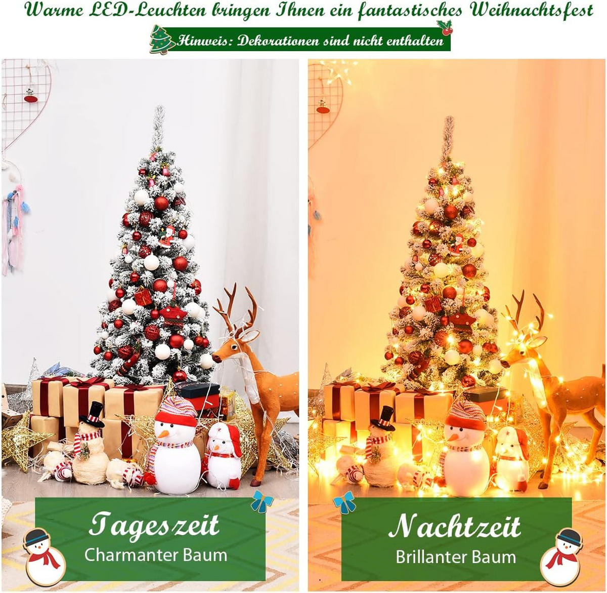 WEIHNACHTSBAUM Grün - Grün, Kunststoff (135cm) - COSTWAY
