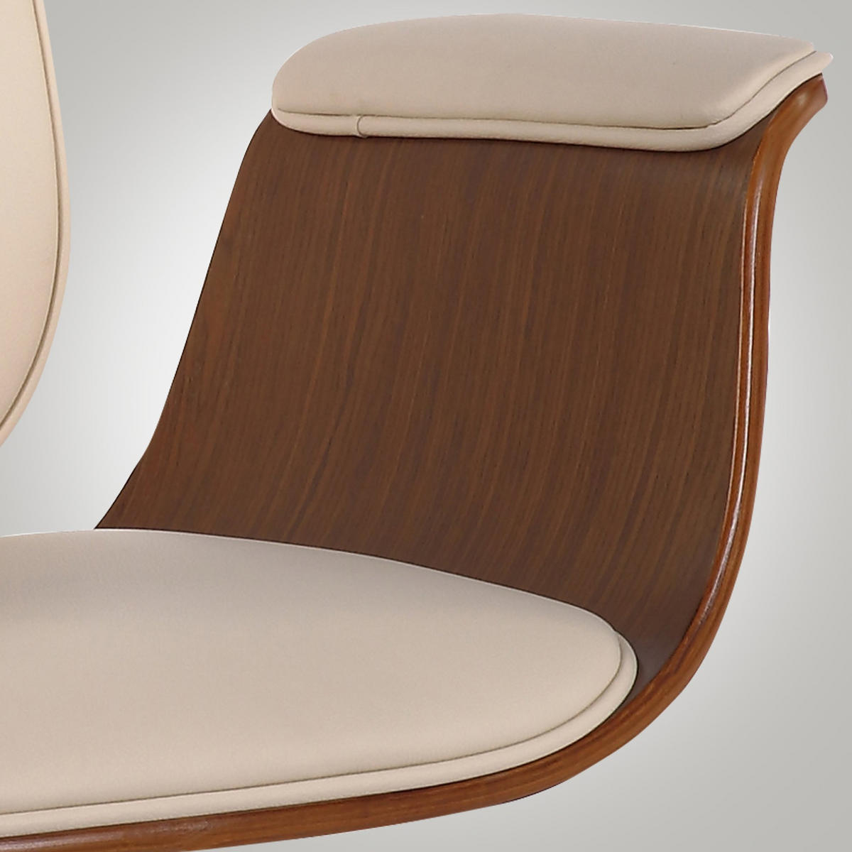DREHSTUHL Holz walnuss/creme - Chromfarben/Walnussfarben, Holz/Textil (69/82/62cm) - CLP