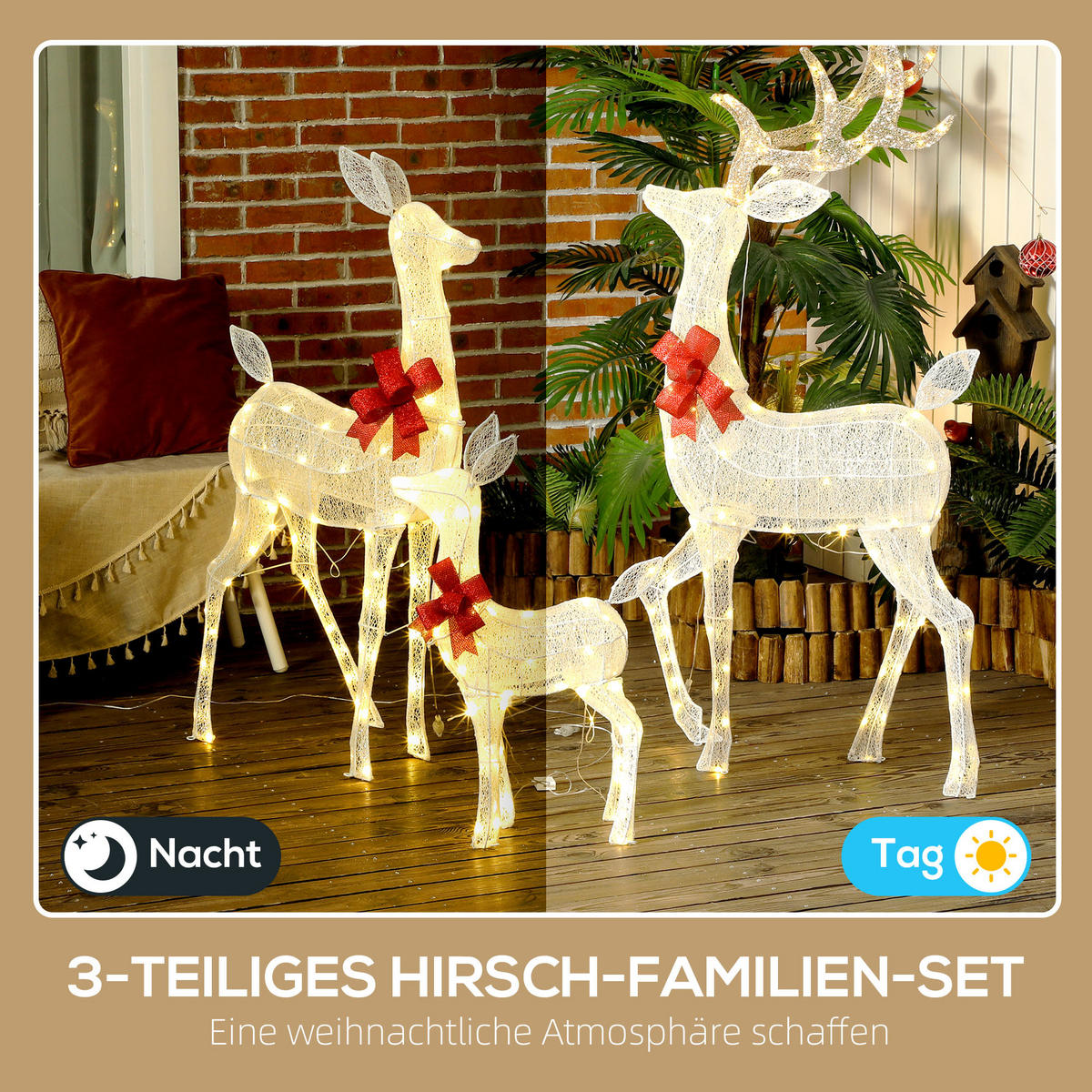 WEIHNACHTS-REH silberfarben 64.0/37.0/134.0cm - Silberfarben, Metall (37/134/64cm)