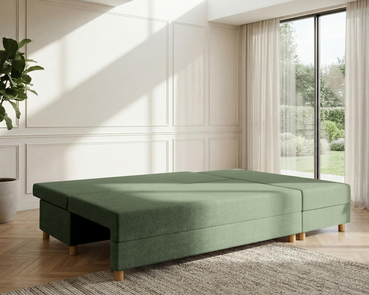 ECKSOFA Lellice L-Form - links oder rechts montierbar, grün - Grün, Holz (214/122cm) - Homesy