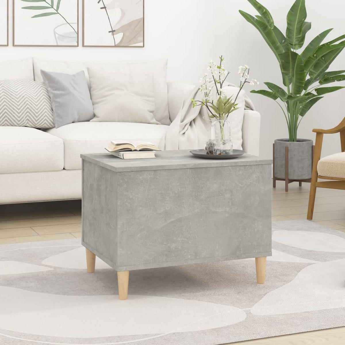COUCHTISCH Betongrau 60x44,5x45 cm Holzwerkstoff - Grau, Holzwerkstoff (60/44.5/45cm) - furnicato
