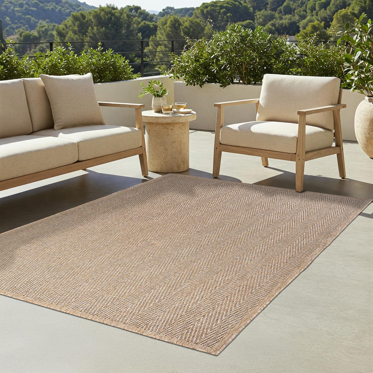 TEPPICH YUCANA Beige Outdoor Flachgewebe 120/170 cm - Beige, Textil (120/170cm) - Tapiso