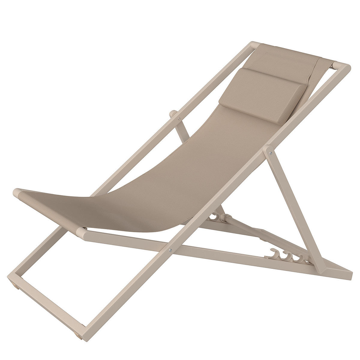 LIEGESTUHL - Stahl / Polyrattan - 2er-Set - Beige, Textil/Metall (63/93/104cm) - home24