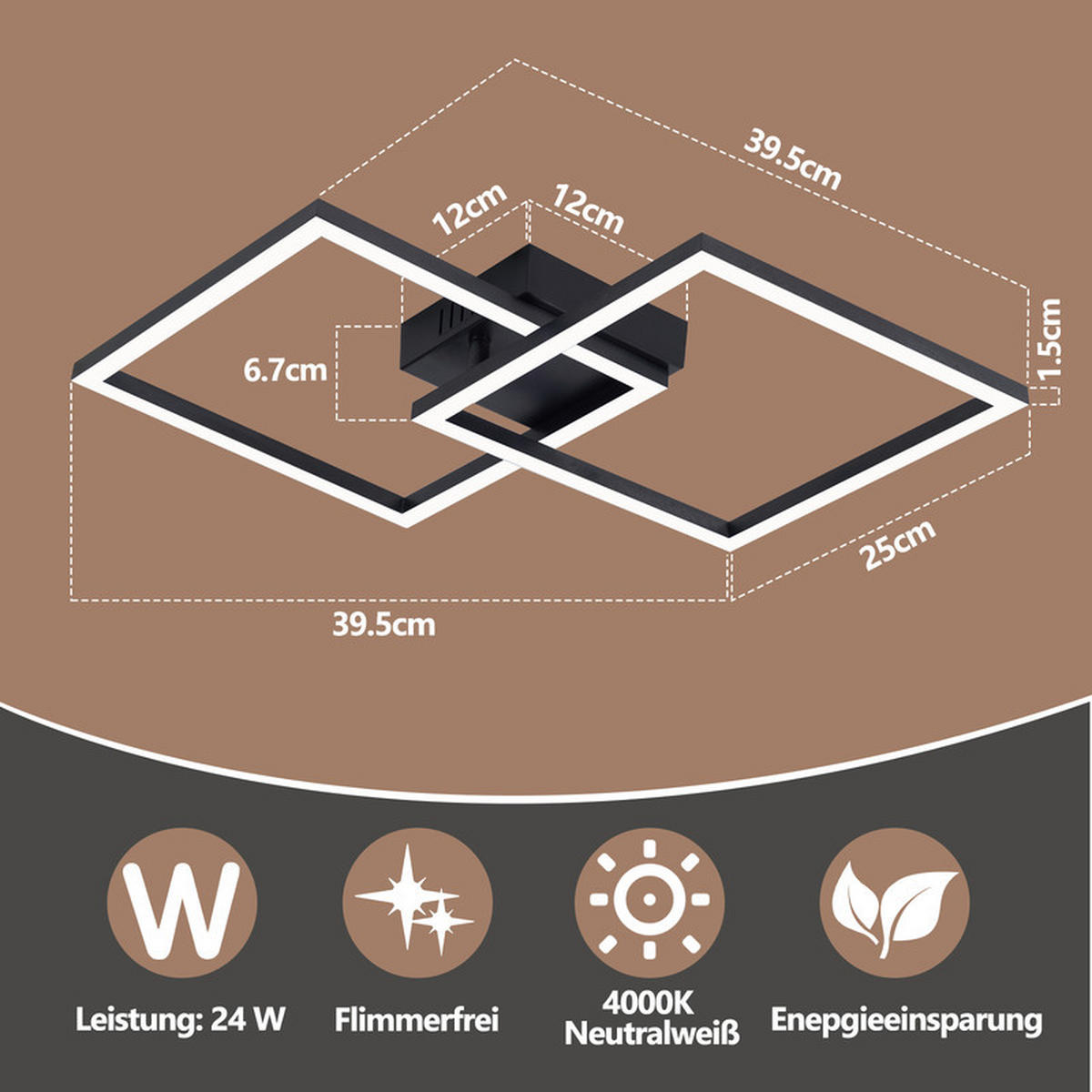 LED závěsné světlo Chloris III 40/40/7 cm - černá, plast (40/40/7cm) - Nettlife