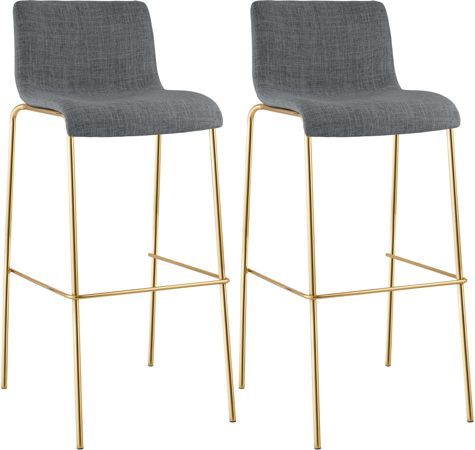 BARHOCKER 2 Stoff Hellgrau - Goldfarben/Hellgrau, Textil/Metall (43/100/48cm) - CLP