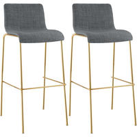 BARHOCKER 2 Stoff Hellgrau - Goldfarben/Hellgrau, Textil/Metall (43/100/48cm) - CLP