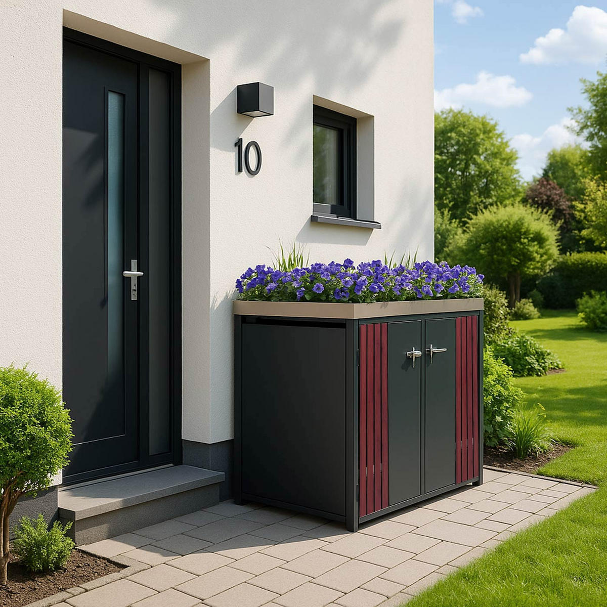 2ER-MÜLLTONNENVERKLEIDUNG Anthrazit, Dunkelbraun - Anthrazit/Dunkelbraun, Metall (132/125/84cm) - MCW