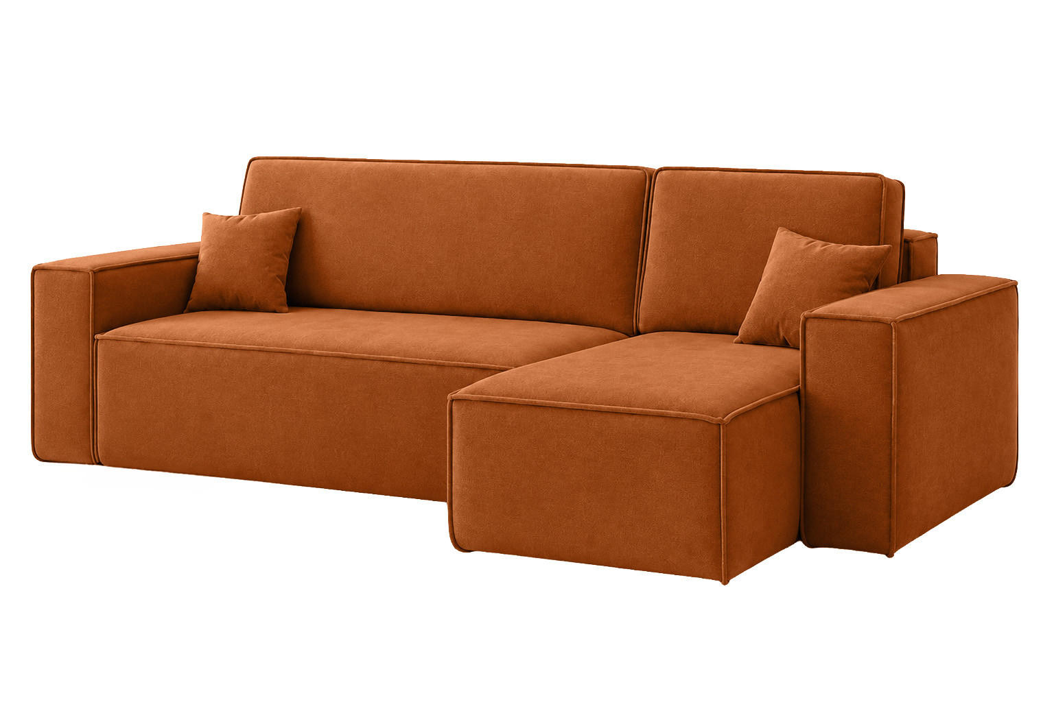 ECKSOFA L-Form Mit Schlaffunktion Und Bettkasten, Veloursstoff Bluvel, Zimtfarbe, Rechts, BEST XL - Kupferfarben, Holz (274/142cm) - Kaiser Möbel